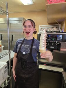 A HUGE ice cream cone at Pizza Palace Wellington